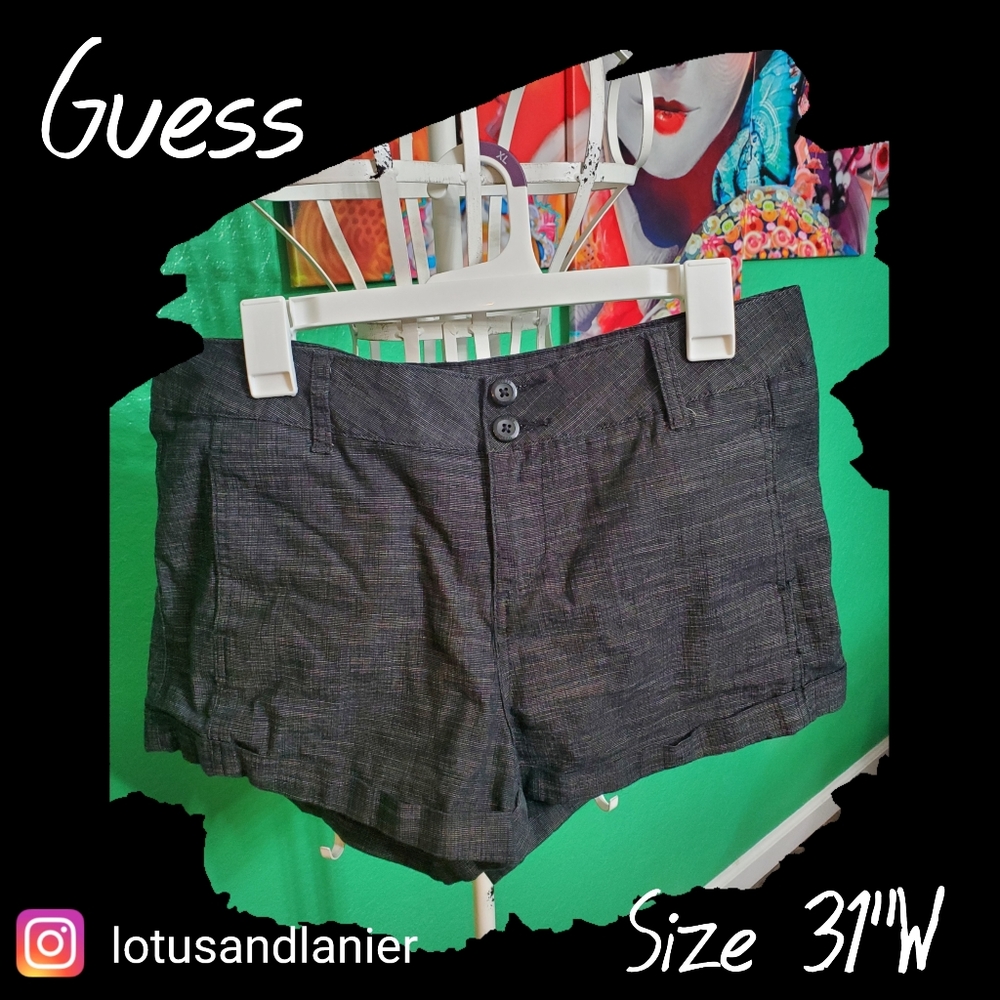 Guess Black Patterned Shorts Sz 31"W